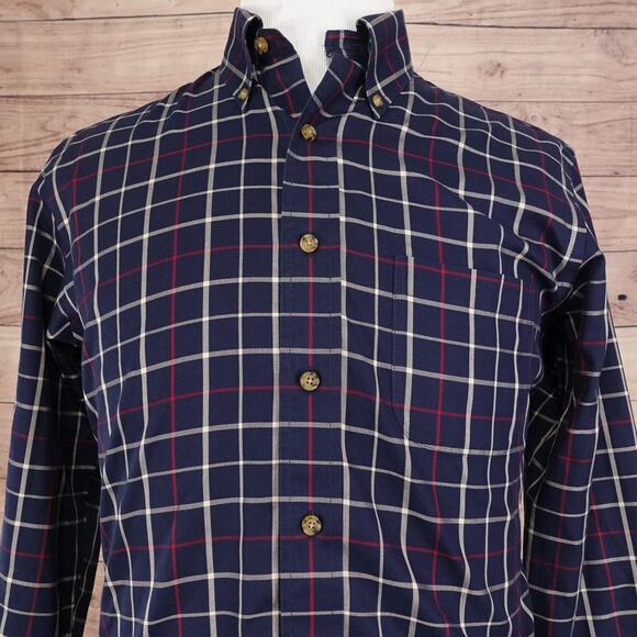 Brooks Brothers Shirt Mens Medium Blue Plaid Button Down Non-Iron Supima Cotton - Picture 1 of 7